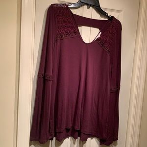 Maroon bell sleeve large top